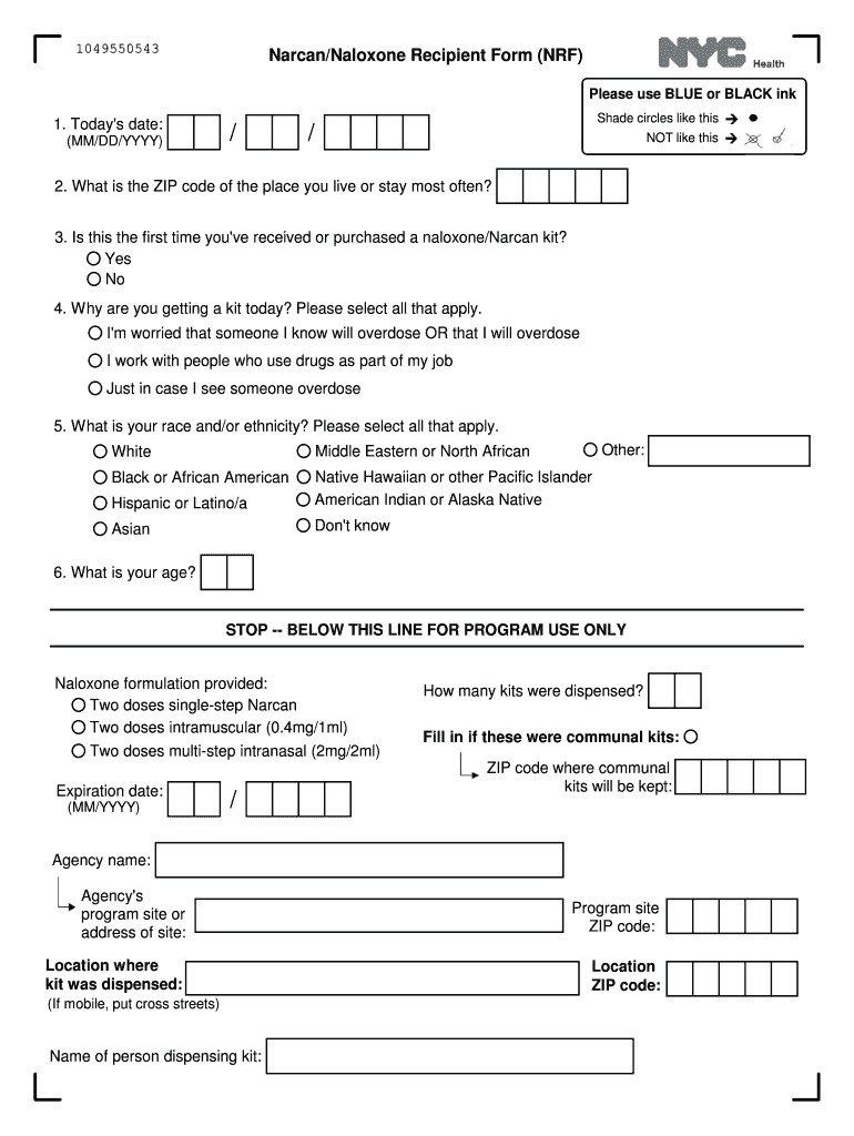 Naloxone Recipient Form NRF