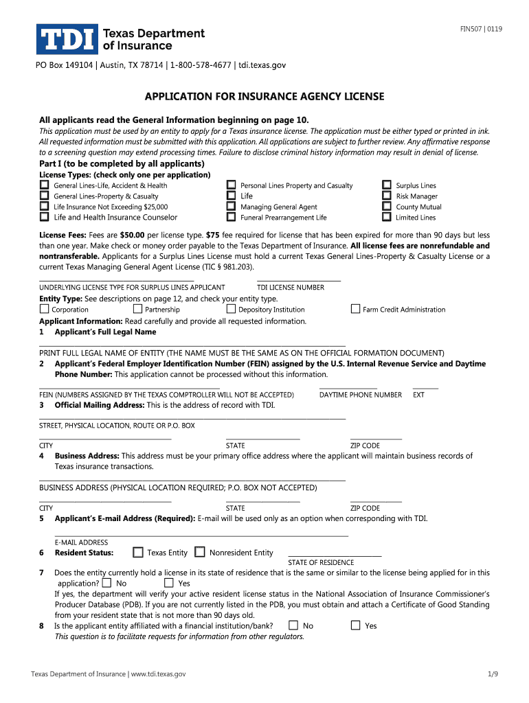  Texas Application Insurance 2019