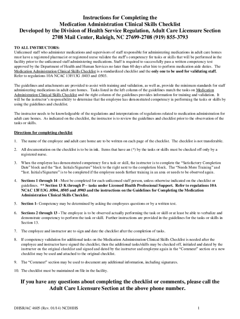 Instructions for Completing the Medication Adminis 2014