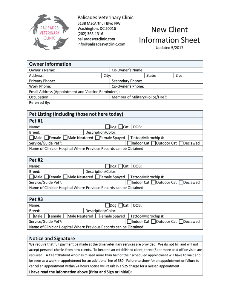  PVC New Client Information Sheet DOCX 2017