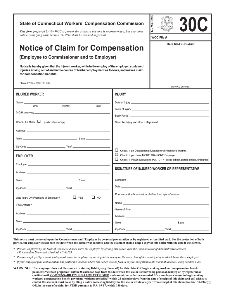 Get and Sign 30c Workers Compensation Form 2019-2022