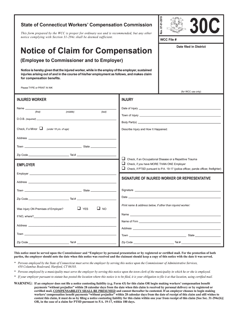  30c Workers Compensation Form 2019