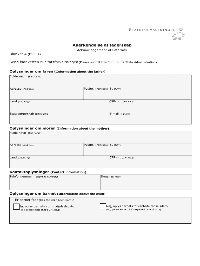 4 Anerkendelse Af Faderskab Blanket 4  Form