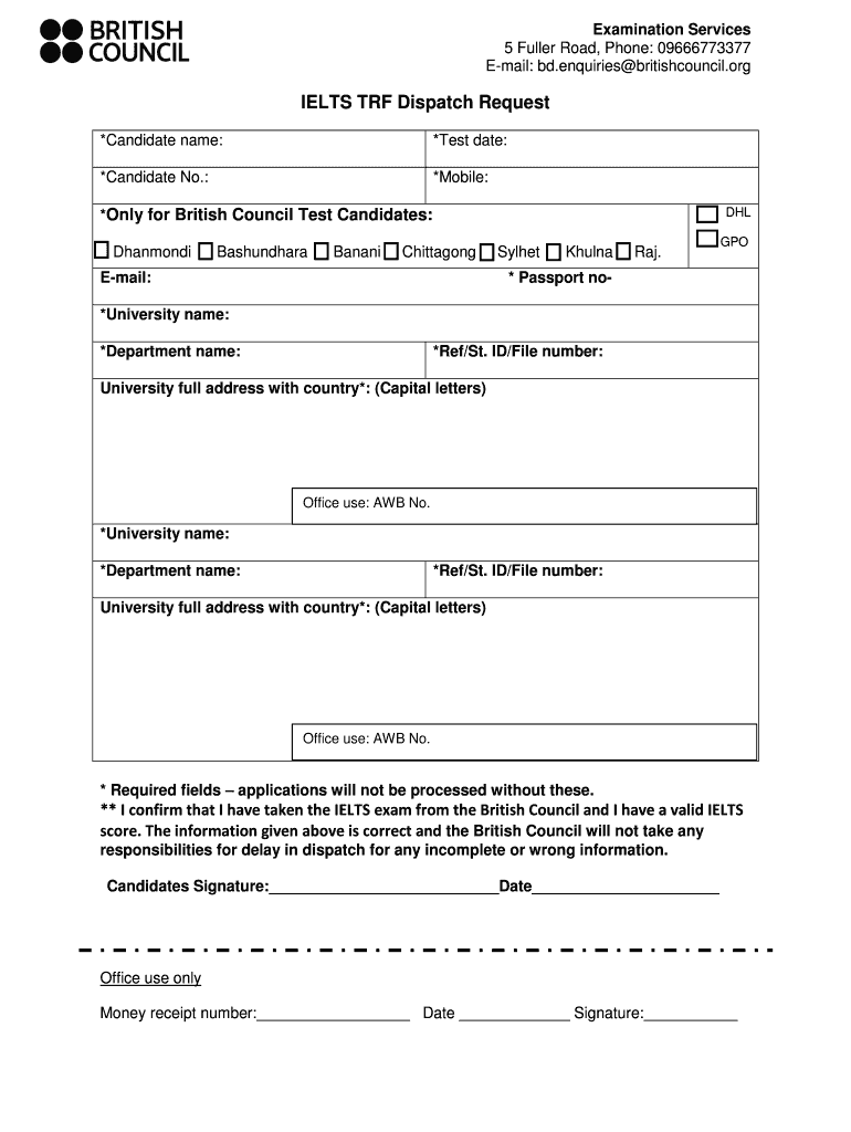Electronic Trf Dispatch Request Form