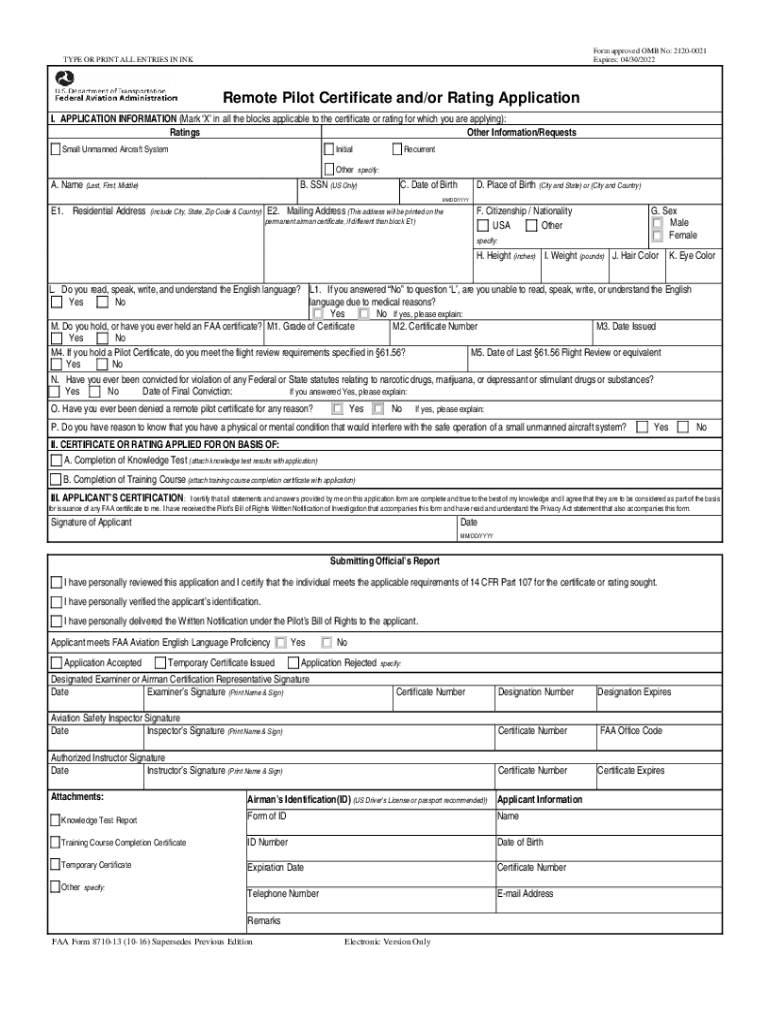  Faa 8710 13 Application Form 2016-2024