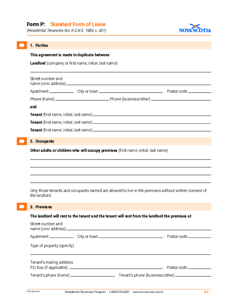 Rent and Lease Template Nova Scotia Lease Agreement  Form