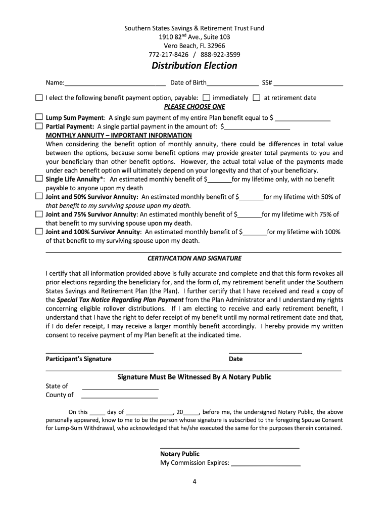 Southern States Savings and Retirement Trust Fund  Form