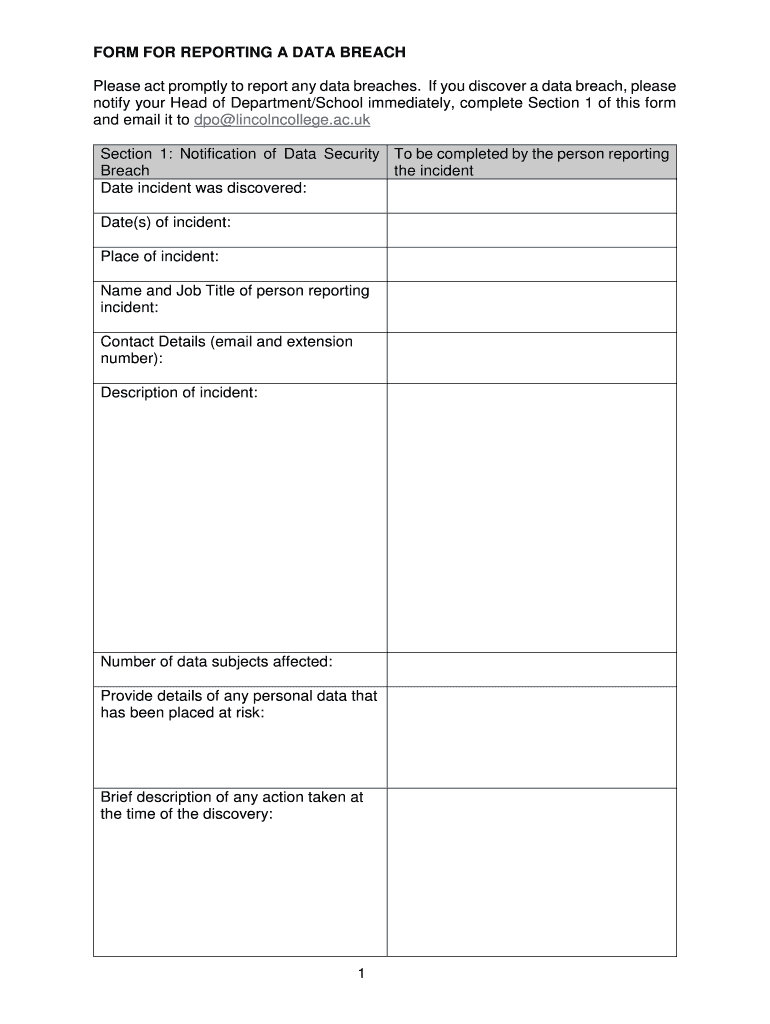 Data Breach Form