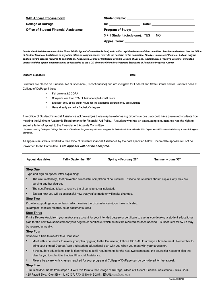  Financial Aid Forms College of DuPage 2016-2024