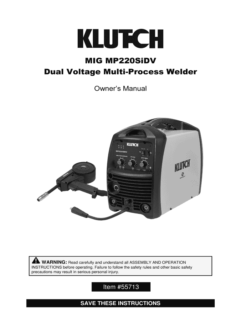 MIGStick 220Si OWNER&#039;S MANUAL Northern Tool  Form