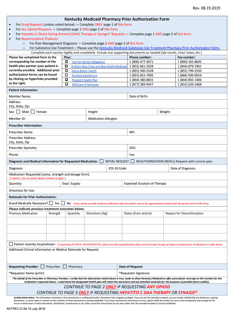  Opioid Prior Authorization Form Maryland Medicaid 2019-2024