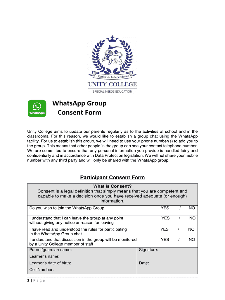 Whatsapp Consent Form