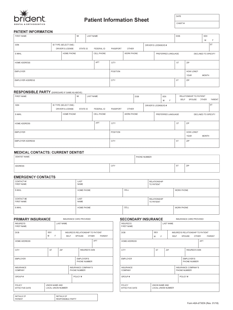 Patient Information Sheet Brident Dental