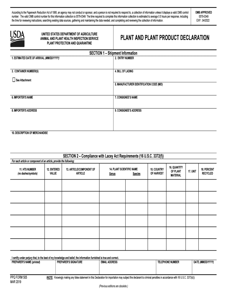  Ppq Form 505 2019-2024