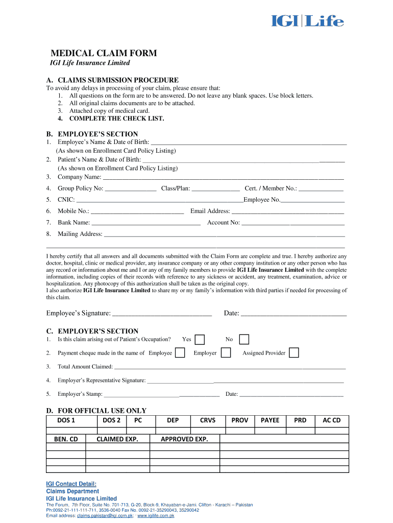 Igi Medical Claim Form