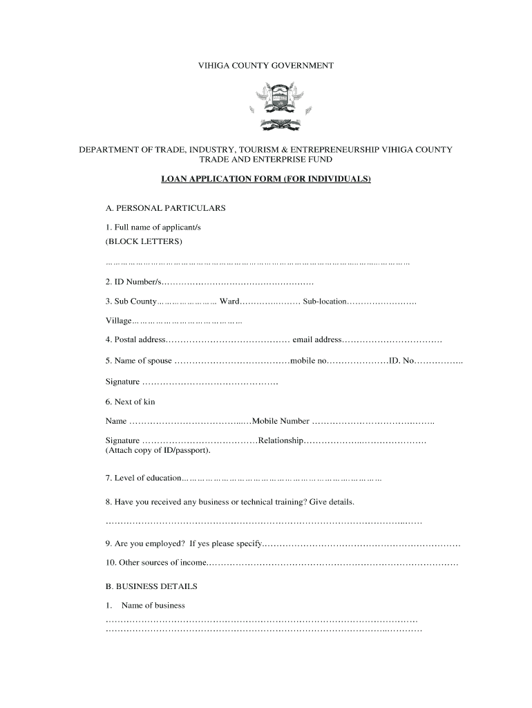 Vihiga County Loan Application Form
