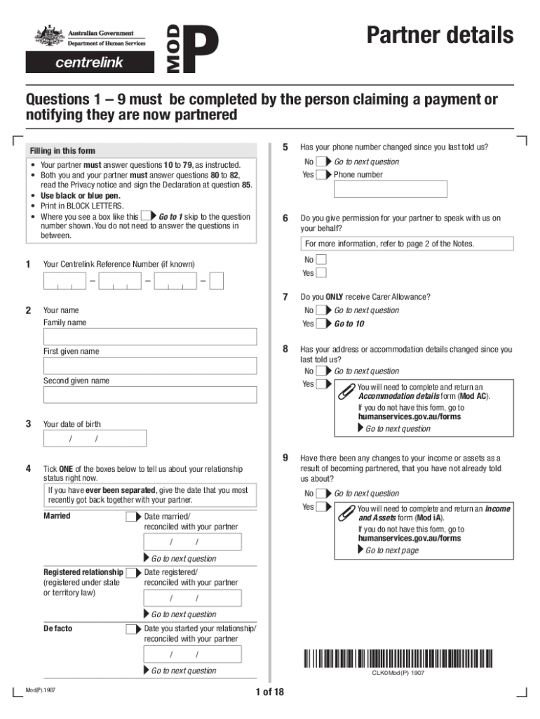 Get and Sign Mod P 2019 Form