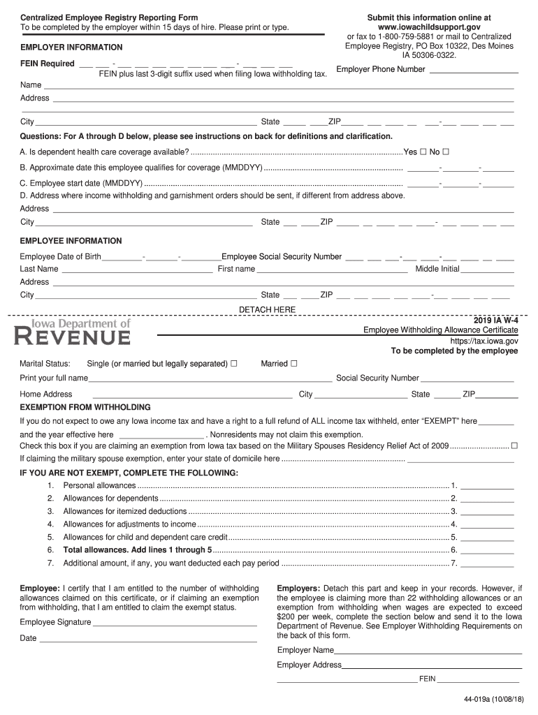 Get and Sign Iowa W4 2019-2022 Form