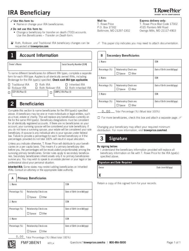  Percentage %Relationship Check One Spouse IRA B 2020-2024