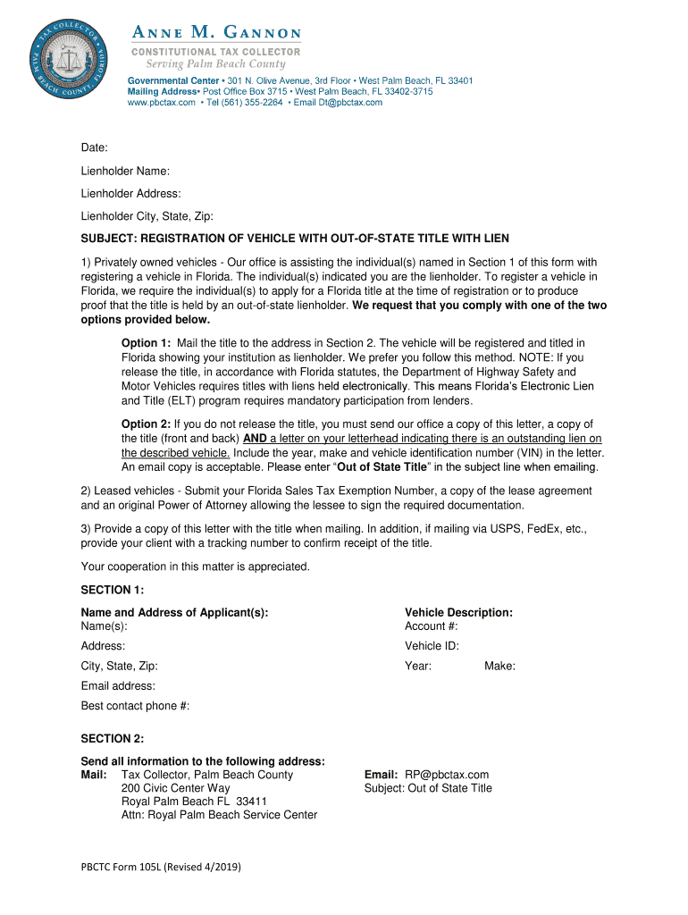 Pbctc Form 105l