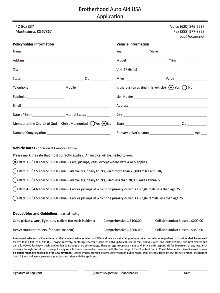 Brotherhood Auto Aid  Form