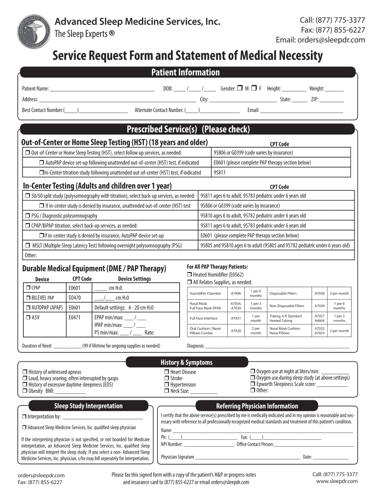 Service Request Form of