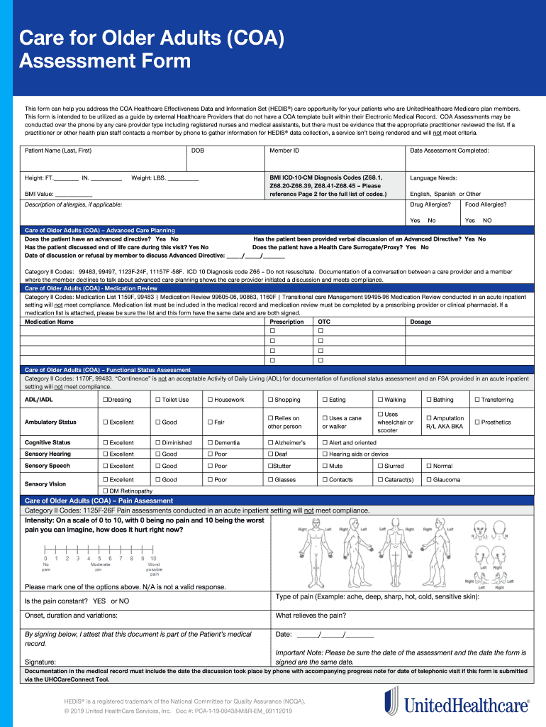 Coa Form Healthcare