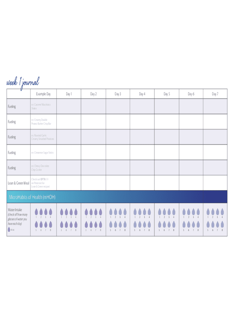 Printable Optavia Tracking Sheets Free