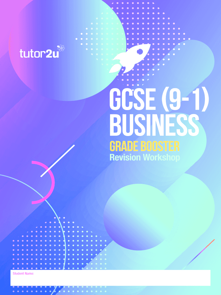 Edexcel a Level Business Grade Booster Workshopstutor2u  Form