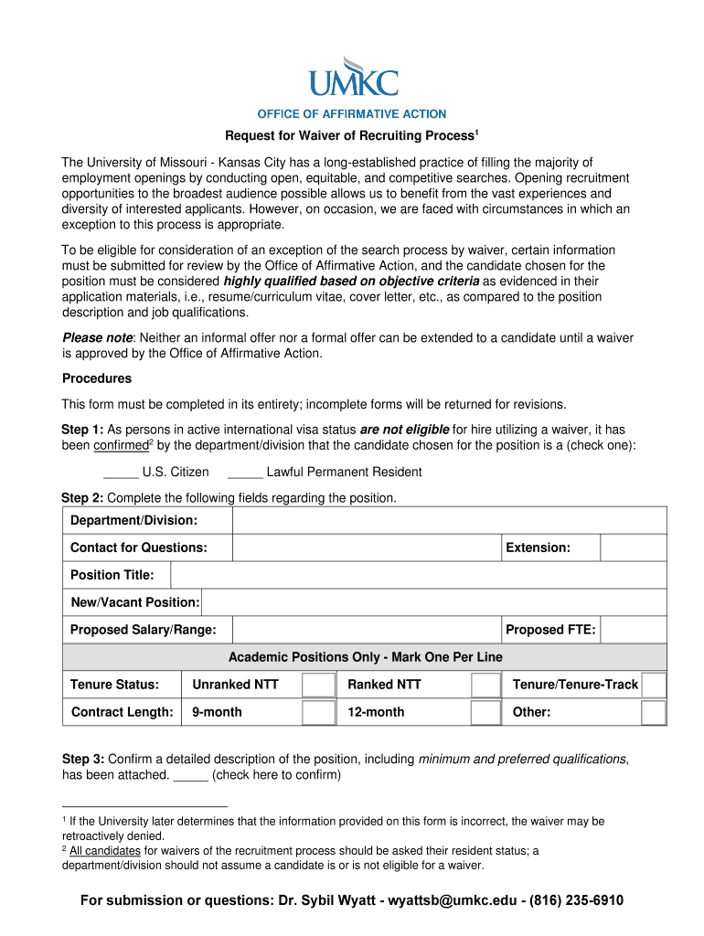 Get and Sign Umkc Waiver  Form
