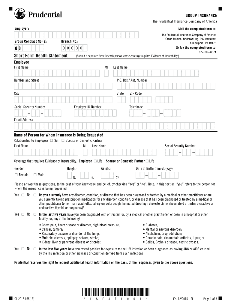  Form Short Health 2015-2024