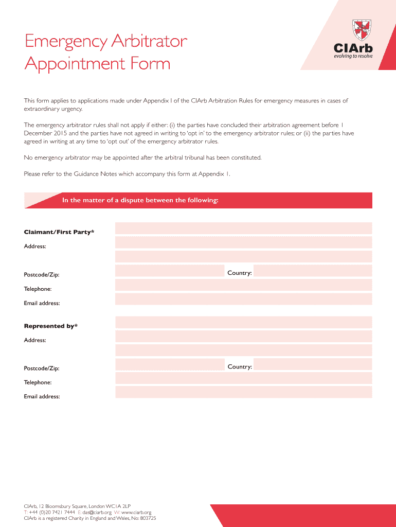 Emergency Arbitrator  Form