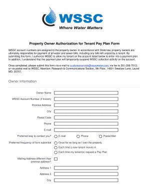 Wssc Owner Authorization Form
