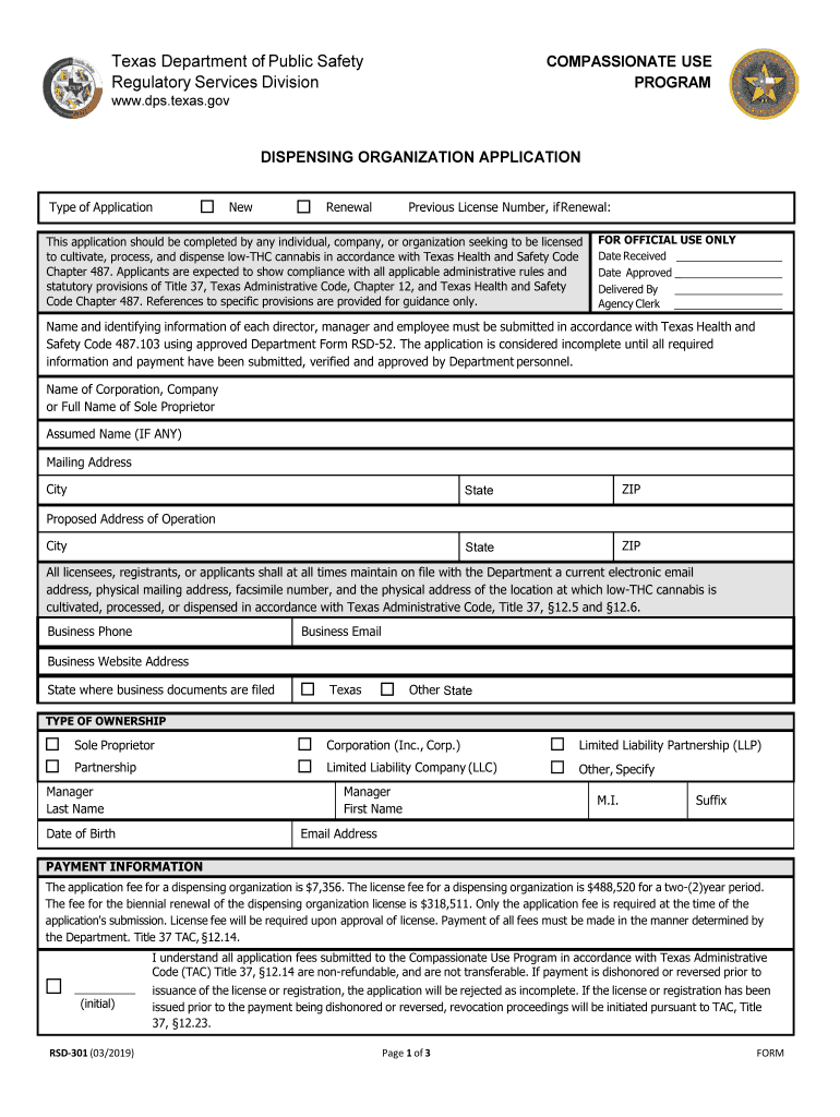 Dispensing Organization Application  Form