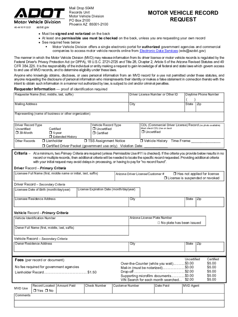  Arizona Adot Motor Vehicle 2021-2024