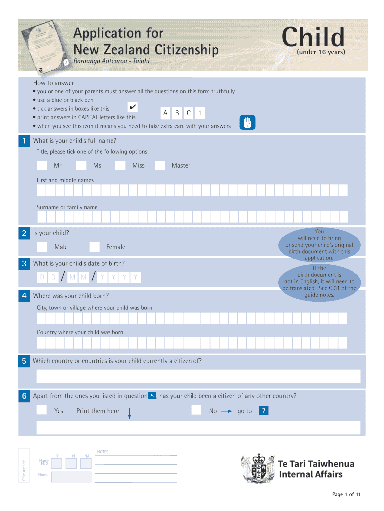 Get the Application for New Zealand Citizenship Child PDF Govt Nz 2019