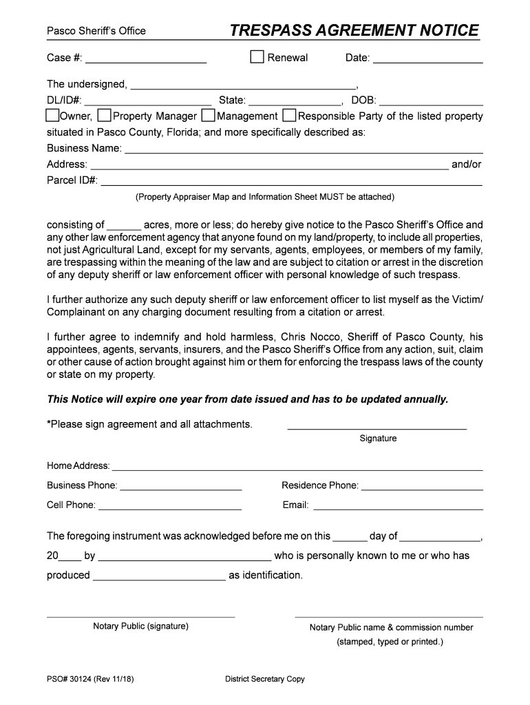 Florida Trespass Warning Form