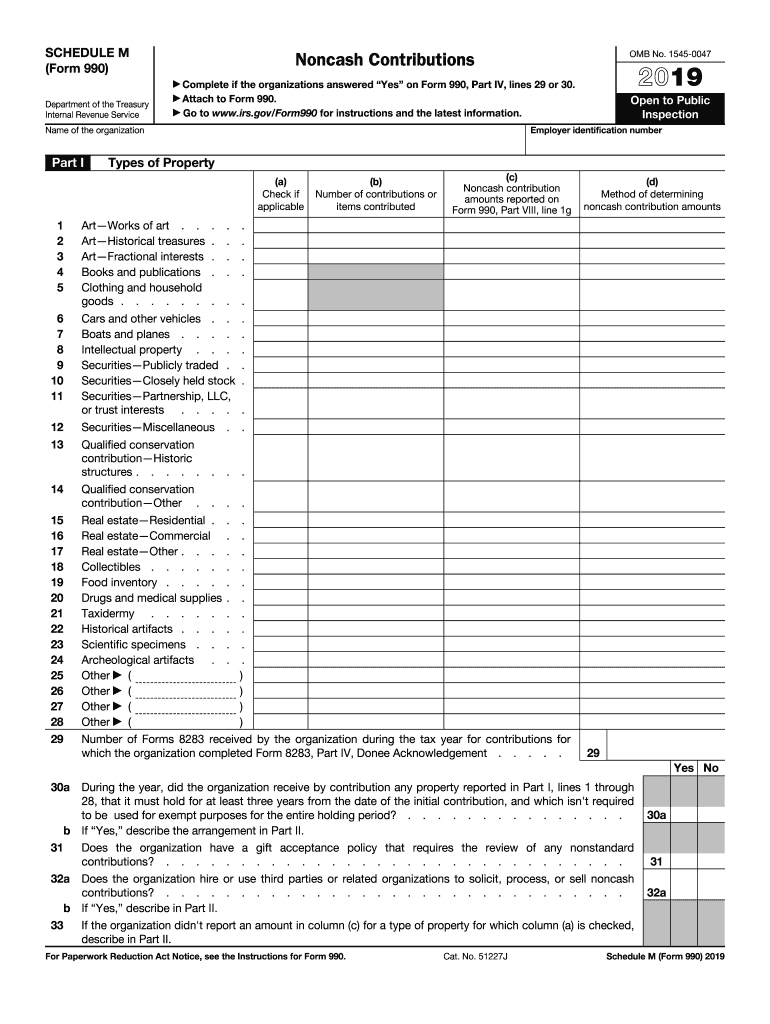 2019 Schedule M (990 form)