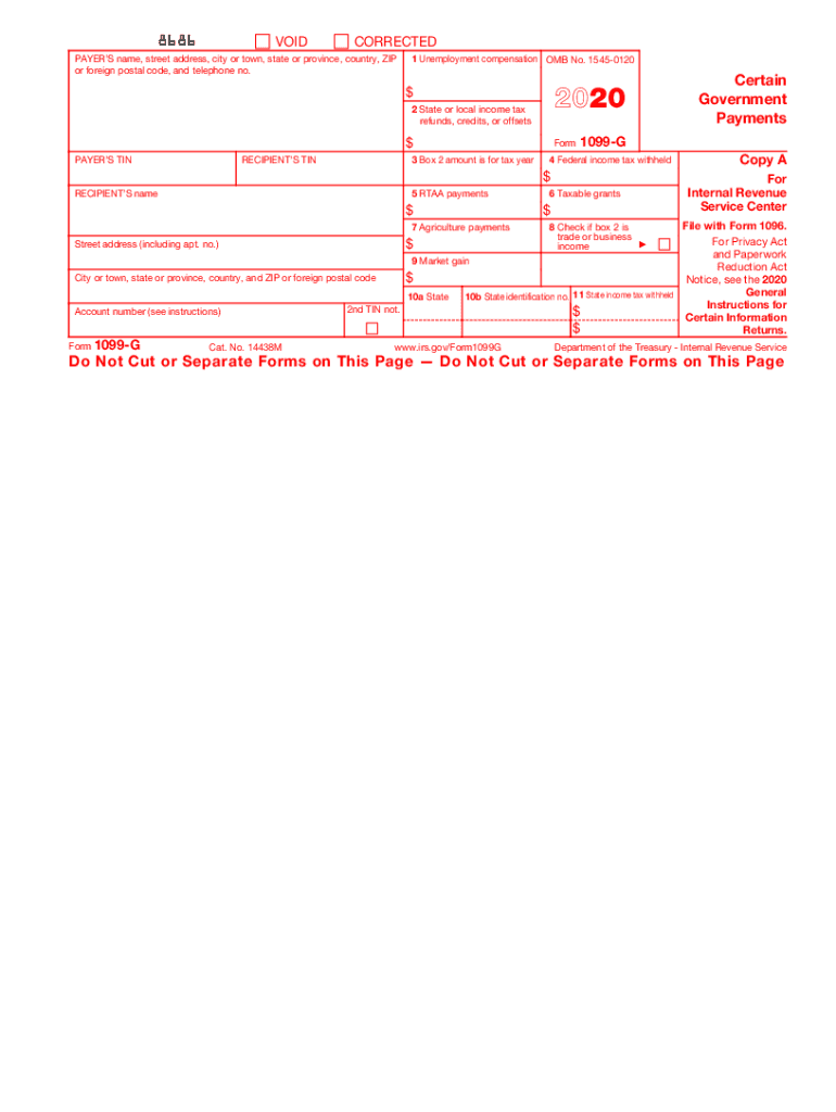  Form 1099 G Certain Government Payments 2020