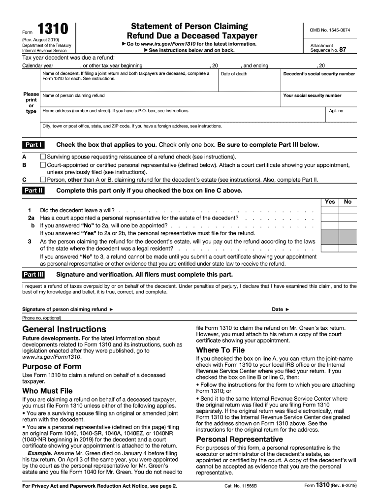 Irs Form 1310 Printable