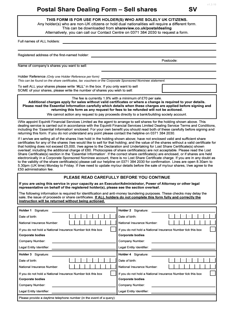  Form Sell Shares 2019