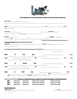 Printable Dog Boarding Forms