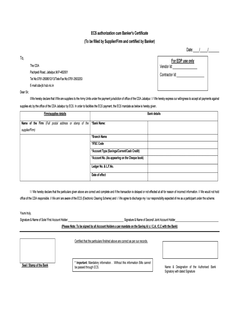 Ecs Certificate  Form