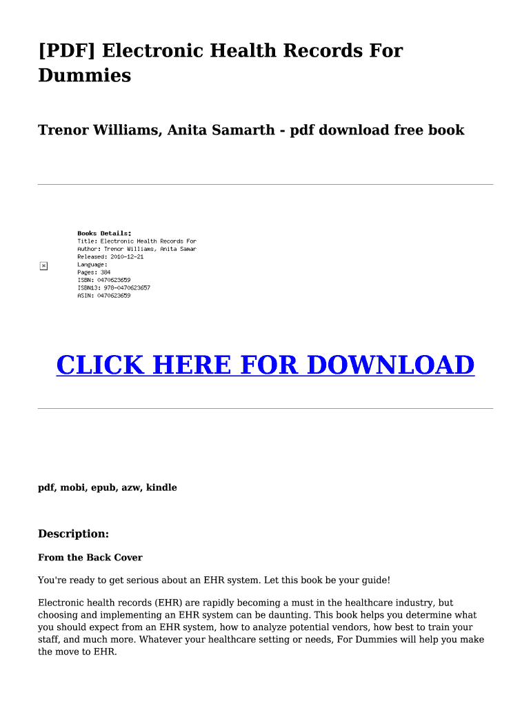 Electronic Health Records for Dummies PDF  Form