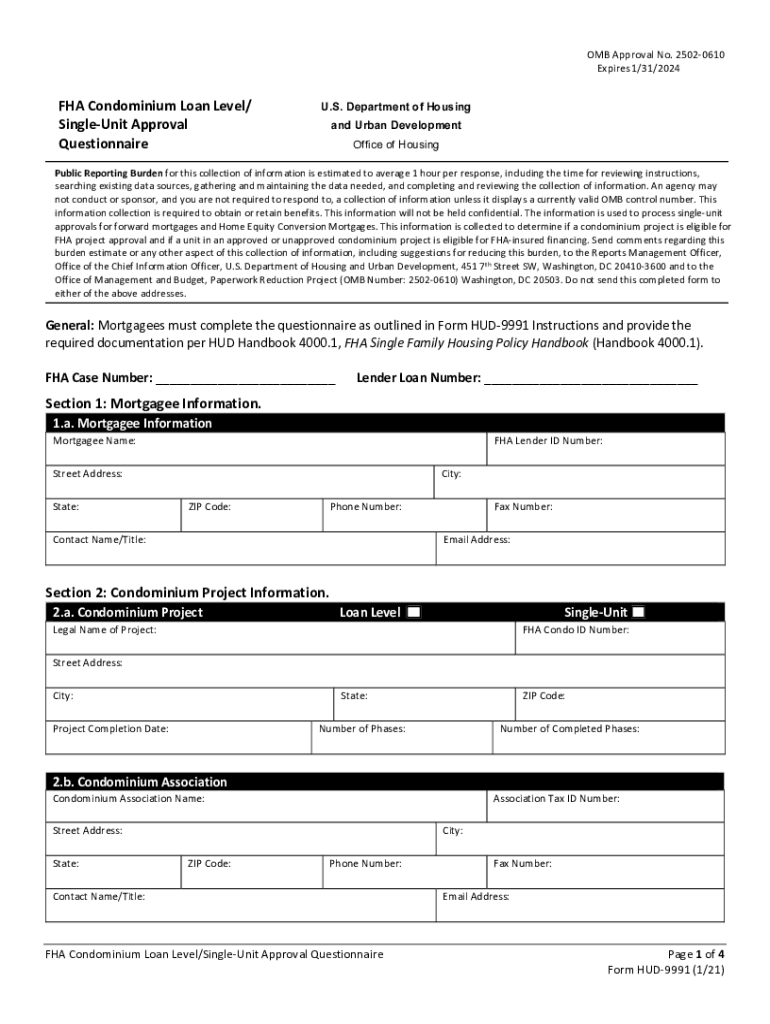 Section 1 Mortgagee Information to Be Completed by HUD