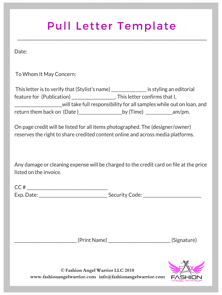 Pull Agreement Template  Form