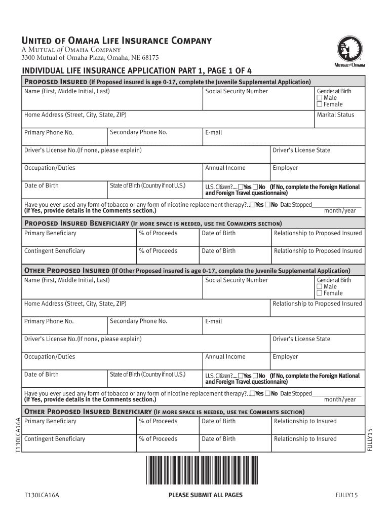 Mutual of Omaha Simplified Issue Life Insurance  Form