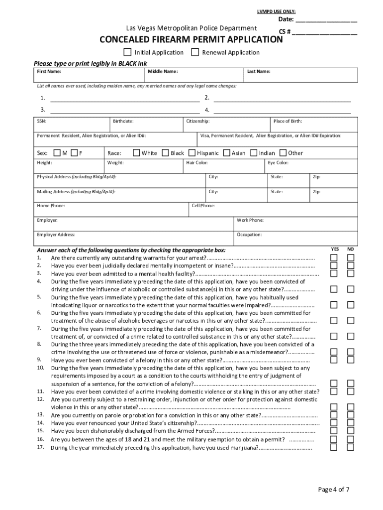 Fingerprinting Locations State of Nevada Form