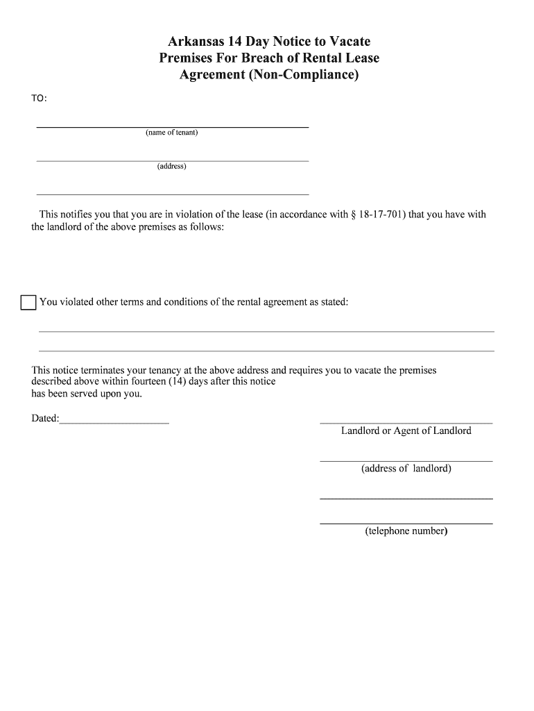 Arkansas Eviction Notice PDF  Form