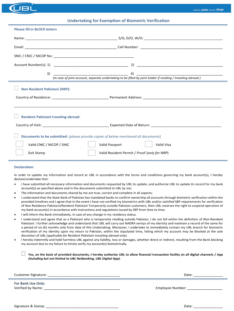 Ubl Account Verification  Form